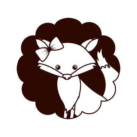 cute and adorable fox with frame vector illustration designのイラスト素材