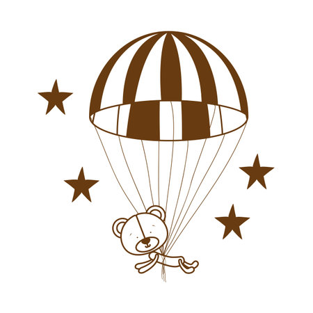 silhouette of bear on parachute on white background vector illustration designのイラスト素材