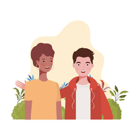 couple of people with landscape background vector illustration designのイラスト素材