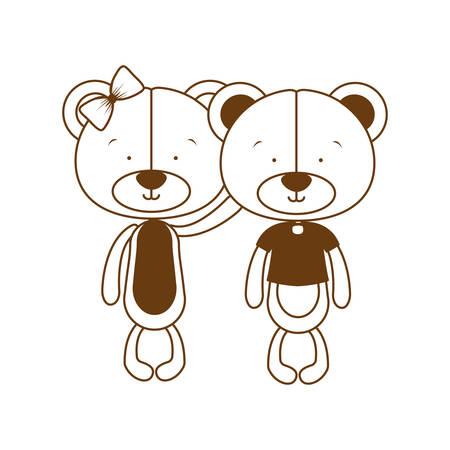 silhouette of couple of bears in love on white background vector illustration designのイラスト素材