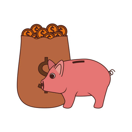 money savings and pig on white background vector illustration designのイラスト素材