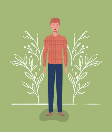 young and casual man character vector illustration designのイラスト素材