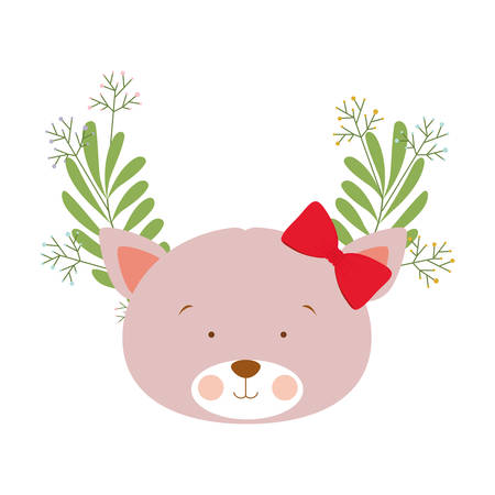 head of cute cat with background garland vector illustration design vector illustration designのイラスト素材