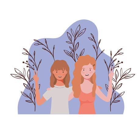 young women with landscape background vector illustration designのイラスト素材