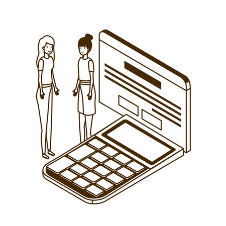 women with calculator in white background vector illustration designのイラスト素材