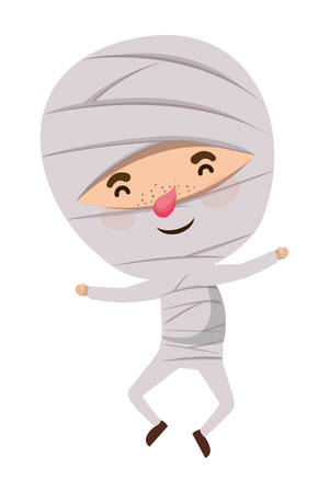 cute little boy with mummy costume vector illustration designのイラスト素材