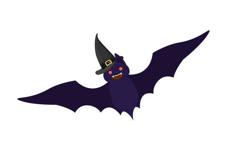 halloween bat with witch hat character vector illustration designのイラスト素材
