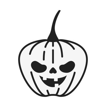 halloween pumpkin with dark face vector illustration designのイラスト素材