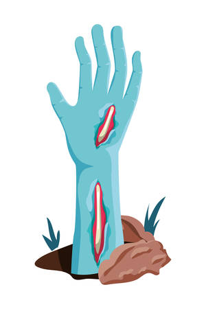zombie hand coming out of the ground vector illustration designのイラスト素材