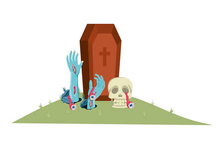 zombie hand coming out of the ground vector illustration designのイラスト素材
