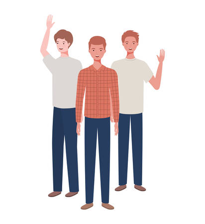 young men standing on white background vector illustration designのイラスト素材