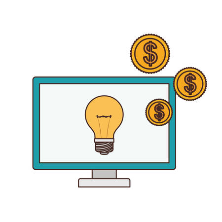 set of icons with computer screen in white background vector illustration designのイラスト素材