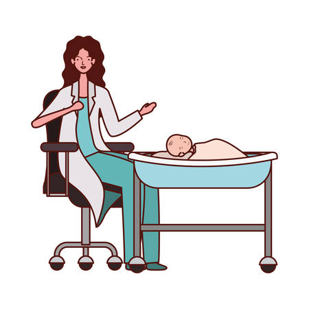 pediatrician female doctor with little baby vector illustration designのイラスト素材