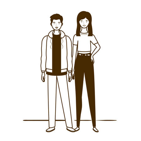 silhouette of couple of people standing on white background vector illustration designのイラスト素材