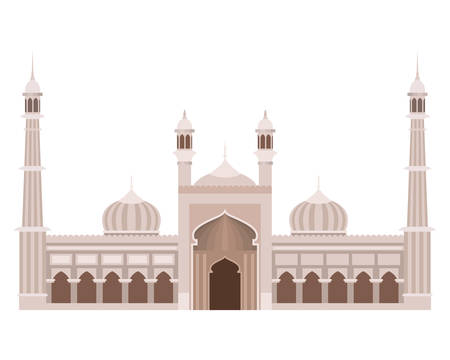edification of islamic mosque jama masjid and Indian independence day vector illustration designのイラスト素材
