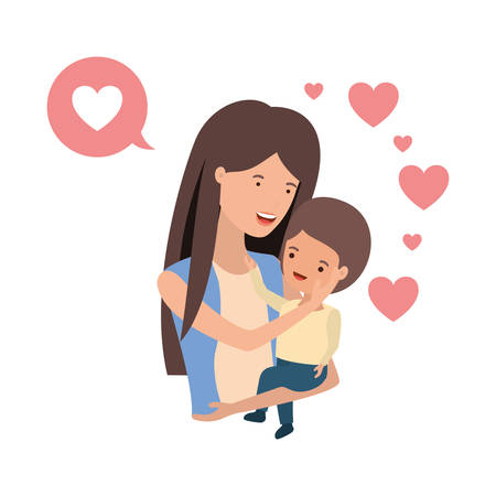 woman with baby and speech bubble avatar character vector illustration designのイラスト素材