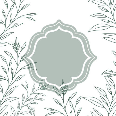 frame with plants and herbs isolated icon vector illustration desingのイラスト素材
