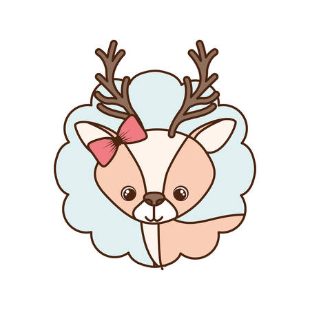 cute and adorable deer with frame vector illustration designのイラスト素材