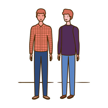 young men standing on white background vector illustration designのイラスト素材