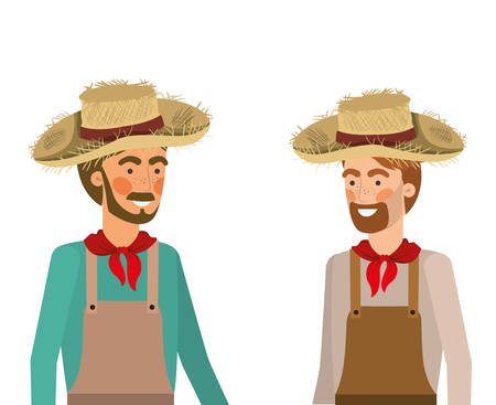 farmers men talking with straw hat vector illustration designのイラスト素材