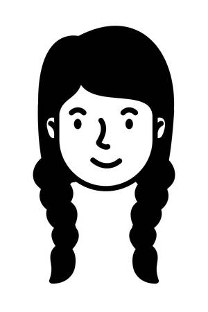 head woman face with hair braids character vector illustration designのイラスト素材
