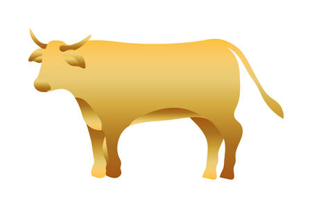 golden ox manger animal character vector illustration designのイラスト素材