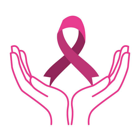 breast cancer campaign hands lifting ribbon vector illustration designのイラスト素材