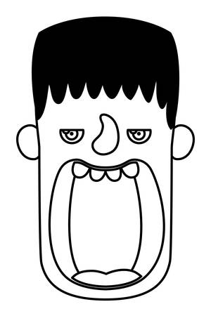 cute little boy head with frankenstein costume vector illustration designのイラスト素材