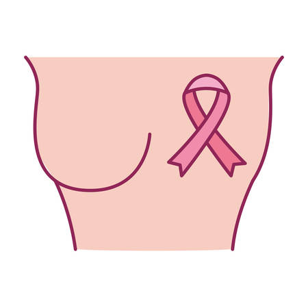 breast cancer woman body with ribbon vector illustration designのイラスト素材