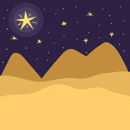 desert night landscape scene icon vector illustration designのイラスト素材