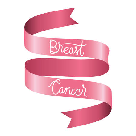 breast cancer campaign ribbon with calligraphy vector illustration designのイラスト素材