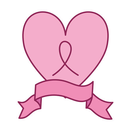Breast Cancer Awareness heart with ribbon campaign vector illustration designのイラスト素材