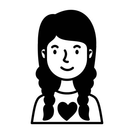 woman with hair braids character line style vector illustration designのイラスト素材