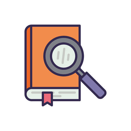 education text book with magnifying glass vector illustration designのイラスト素材
