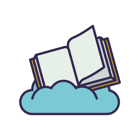 education text book open in cloud vector illustration designのイラスト素材