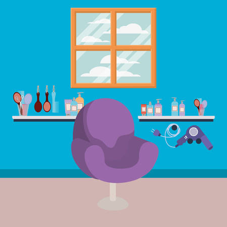 beauty salon workplace with chair scene vector illustration designのイラスト素材