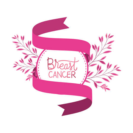 circular frame with breast cancer ribbon and calligraphy vector illustration designのイラスト素材