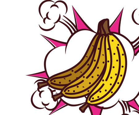 fresh fruit bananas cluster pop art style vector illustration designのイラスト素材