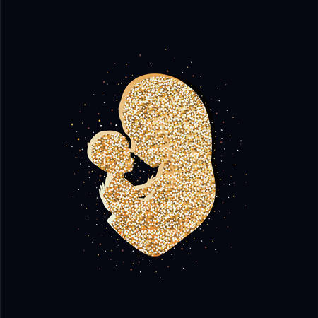 mary virgin lifting jesus baby manger silhouette illustration designのイラスト素材