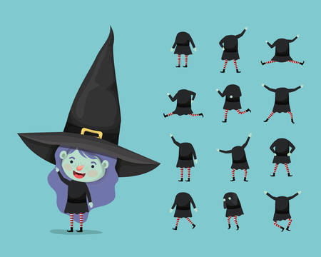 cute little girl with costume and set items vector illustration designのイラスト素材
