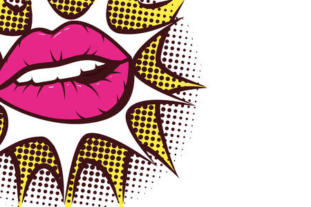 sexy woman mouth with splash expression pop art style vector illustration designのイラスト素材