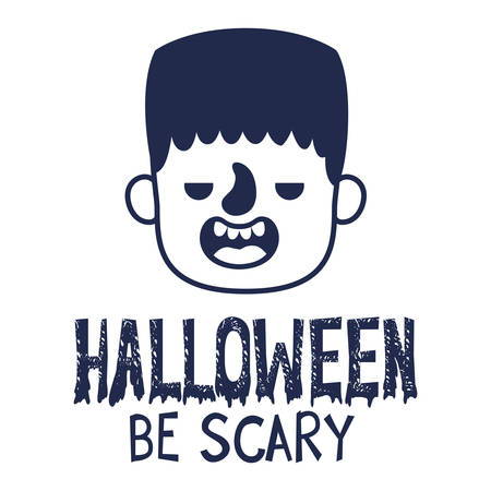 boy head with frankenstein costume and message vector illustration designのイラスト素材