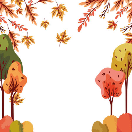 autumn trees plants seasonal icon vector illustration designのイラスト素材