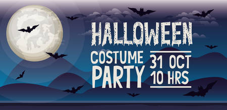 halloween celebration card with bats flying in the sky vector illustration designのイラスト素材