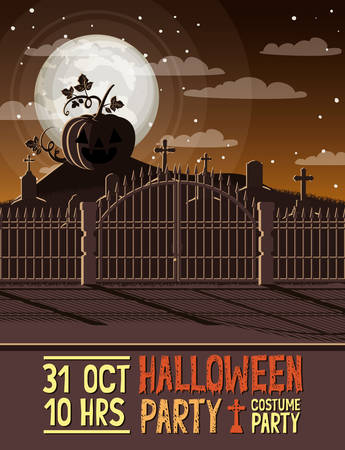 halloween season scene with graveyard vector illustration designのイラスト素材
