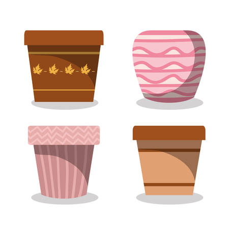 set of ceramics pots icons vector illustration designのイラスト素材