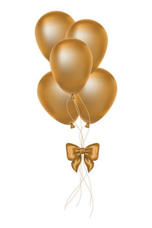 golden balloons helium floating decorative icons vector illustration designのイラスト素材