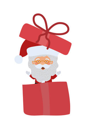 merry christmas santa claus in gift character vector illustration designのイラスト素材