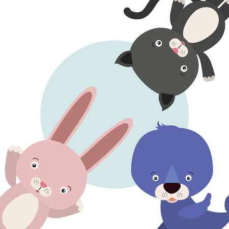 group of cute animals characters vector illustration designのイラスト素材