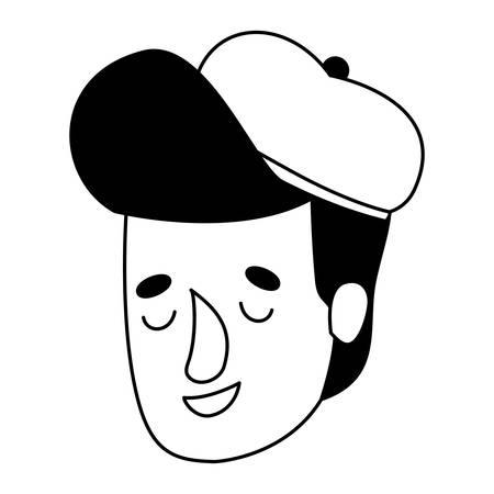 head man with autumn hat character vector illustration designのイラスト素材